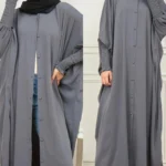 Sv.FRONT OPEN GREY SOLID LOOSE FIT...