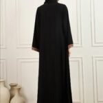 Sv Black and Beige Handwork Abaya with Black Hijab
