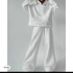 SvWomen's Tracksuit Sweatpants Wide Leg Pants Lace Pocket Solid Colored Clothing Suit Fall Black White Gym Athleisure Running Thermal Warm Windproof Long